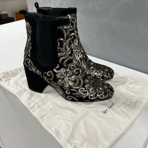 Stuart Weitzman Gold Embroidered Ankle Boots